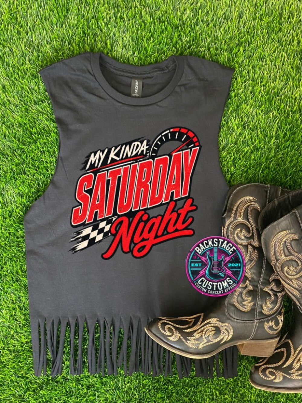 My Kind of Saturday Night Luke Combs Fringe Tank